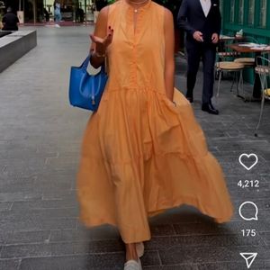 orange Melon high low dress